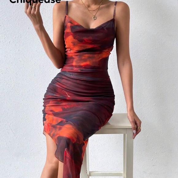 SHEIN Tie Dye Cowl Neck Midi Cami Dress in XS - Picture 5 of 5